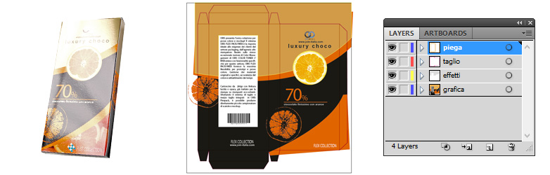 Scarica il layout packaging per una scatola di cioccolata in formato illustrator - download